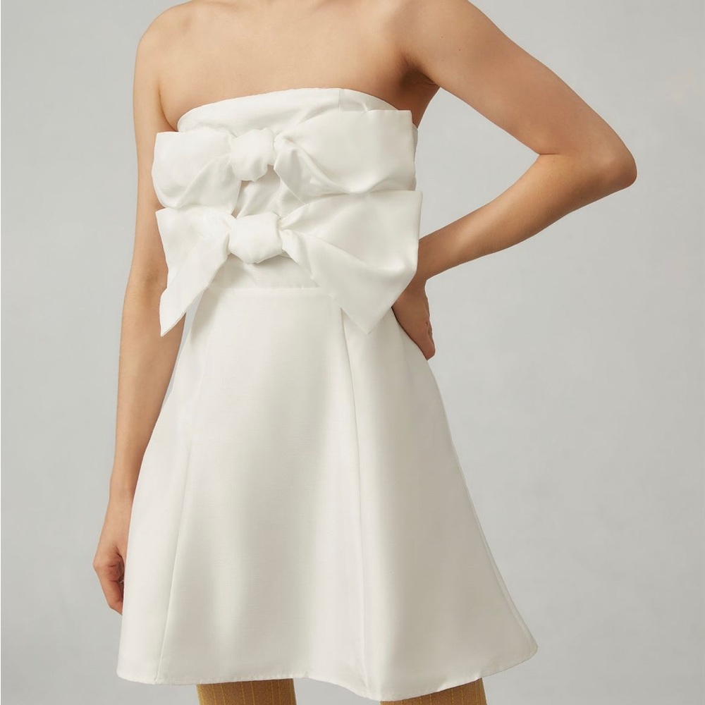 Anthropologie Wedding Strapless Bow Dress